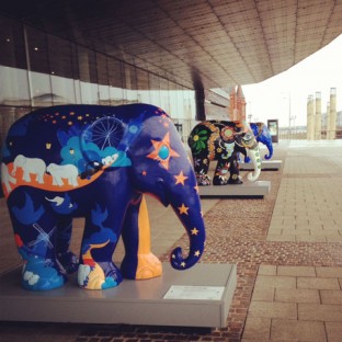 'Unforgettable Journey' by Vicky Scott. Outside Wales Millenium Centre. Photo: Sally