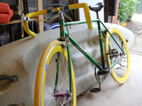 Green and yellow fixie by Rollquick