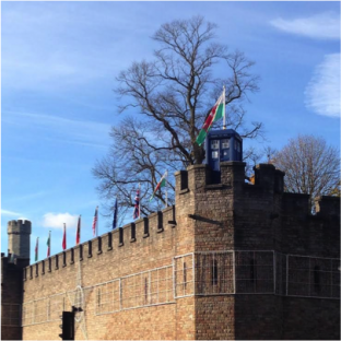 The TARDIS materialises on top of Cardiff Castle (photo courtesy of Meg Nisbet)