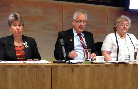 Caption: The panel at the Wales TUC meeting on Blacklisting. Photo: Sally Biddall