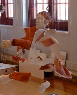 Sculpture of Robert Owen, suspended in the Futures Gallery of the Pierhead Assembly building. 