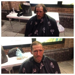 Big Moose volunteers take to the streets providing haircuts for the homeless