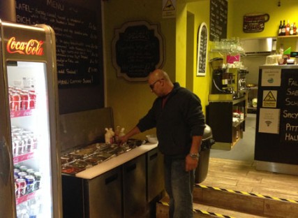 Ronen is very proud of his serve-your-own salad bar