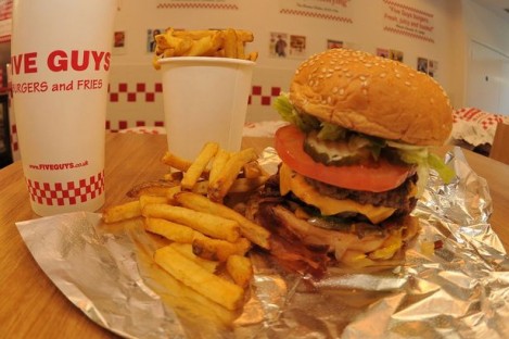 Five Guys legendary giant burger with fries