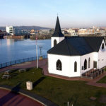 The picturesque arts centre is in Cardiff Bay, seen here from a helium balloon. Courtesy of Nick Russill.