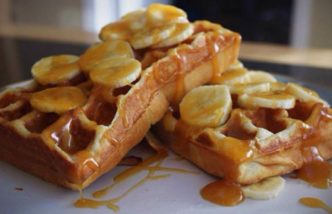 The Drunken Sailor's banana waffle. Harris takes the traditionally American breakfast food, beefs it up with unusual combinations and sells the result as a gourmet experiment.