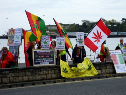 A pro-cannabis protest in Wymouth, Dorset 