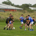 Two gaelic teams fight for the ball