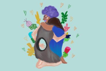 illustration women hugging domestic abuse victims