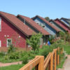 Red houses from Duwamish Cohousing in Seattle, USA