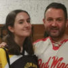 Sophie and Johnathan Williams from Cardiff in ice hockey jerseys