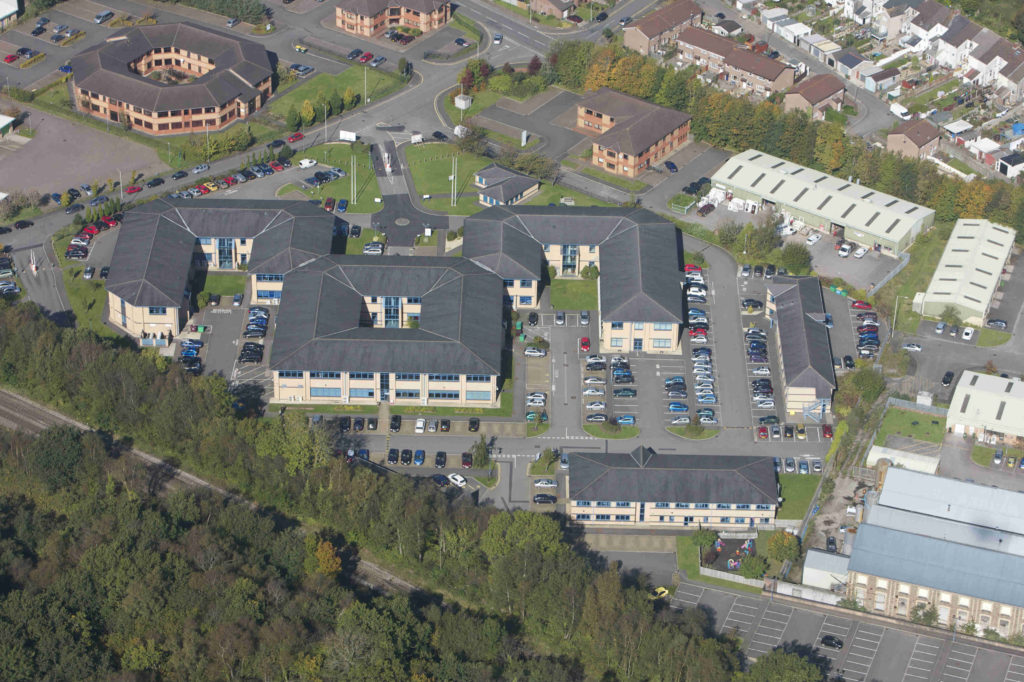 Arial image of Welsh ICE campus in Caerphilly 