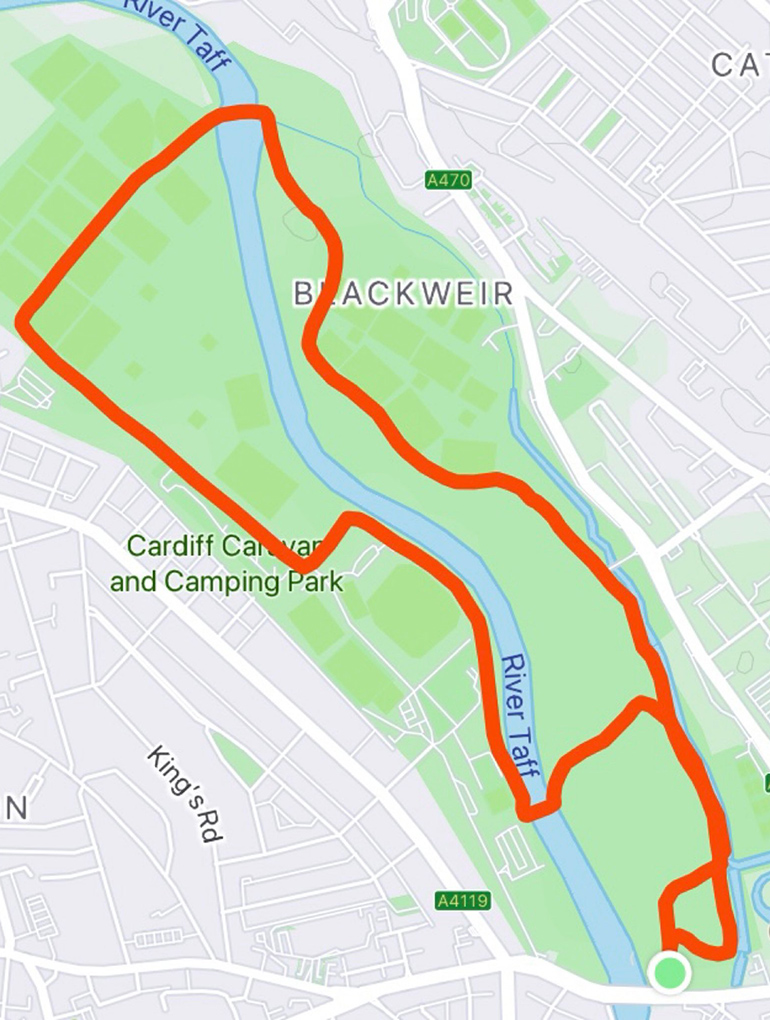 LGBTQ+ running club the Cardiff Foxes' running route