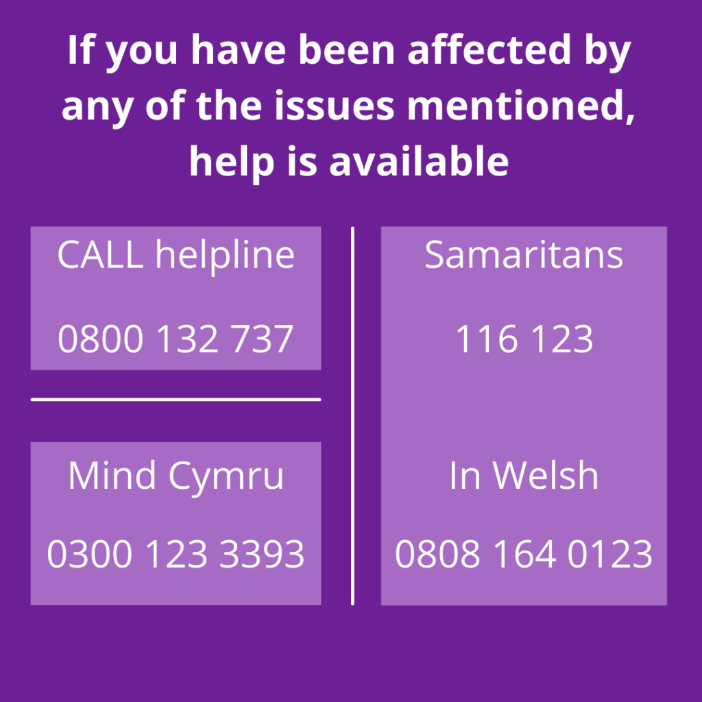 Details of organisations that can be contacted if you need support with mental health issues.