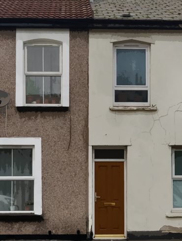 An image of a house with cracked paint by Emma Blackmore