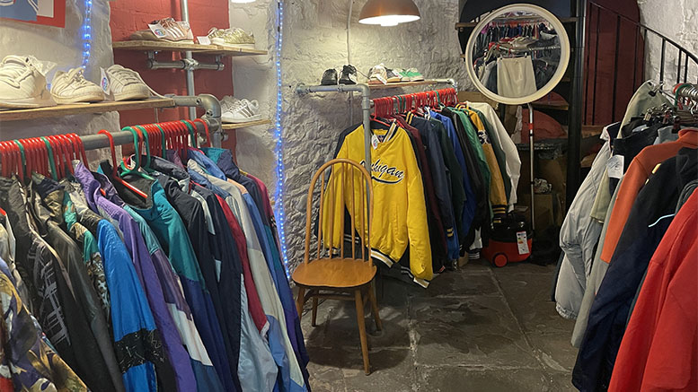 Hoodies and jackets in Hobo's Vintage - a thrift shop in High Street Arcade