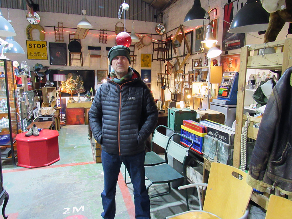Dave Webb, a trader at Cardiff Indoor Fleamarket, in his store