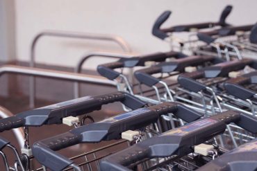 Shopping trolleys outside supermarket