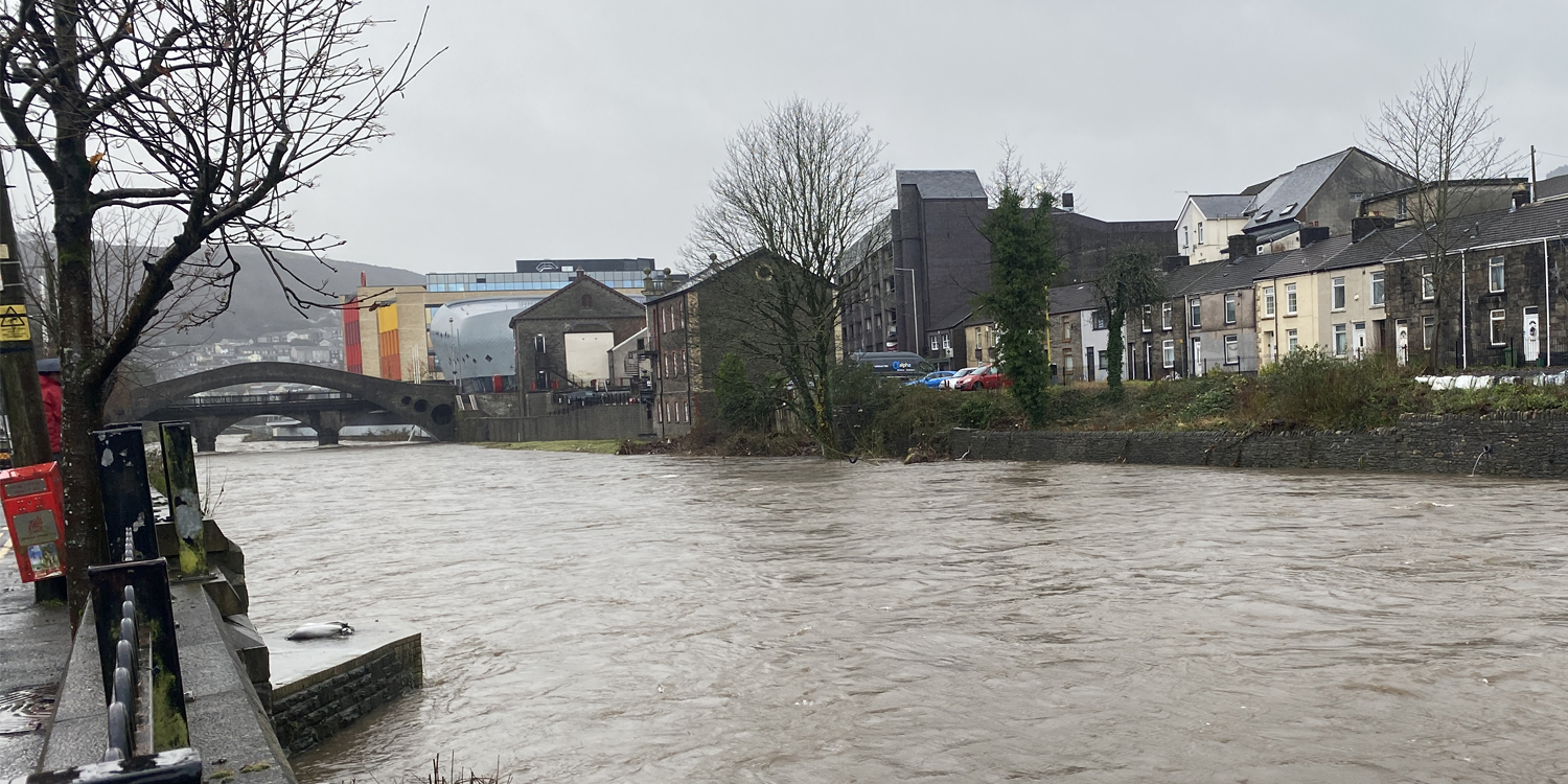 the River Taff in Pontypridd was hit with climate flooding
