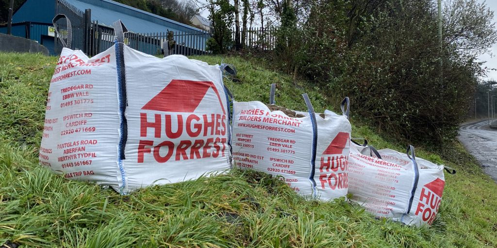 Free sand given out Hughes Forrest Builders Merchants to help with the climate flooding in Pontypridd