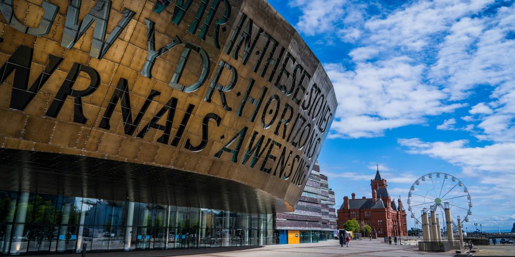 Landscape shot of the Wales Millennium Centre