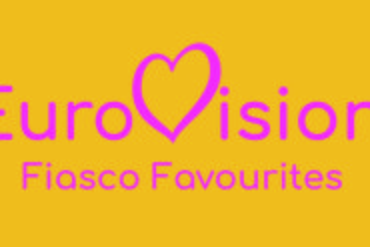 A yellow background with 'Eurovision fiasco favourites' in pink
