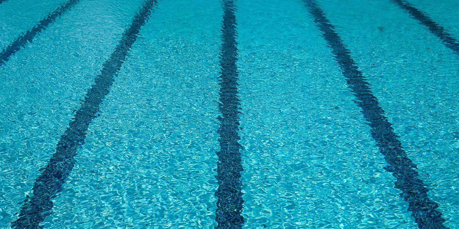 swimming pool divided into lanes