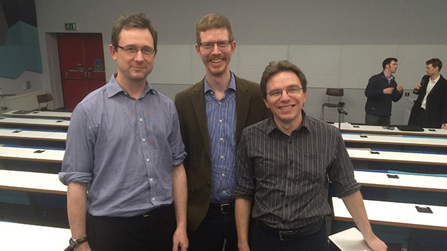 Dr Stephen Fairhurst, Dr Patrick Sutton and Prof Mark Hannam, members of the research team that gave the lecture yesterday