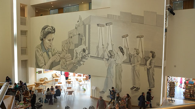 The wall in Wales Millennium centre celebrating Women's day