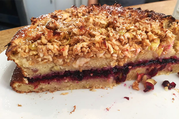 Food recycling, blackcurrant cake