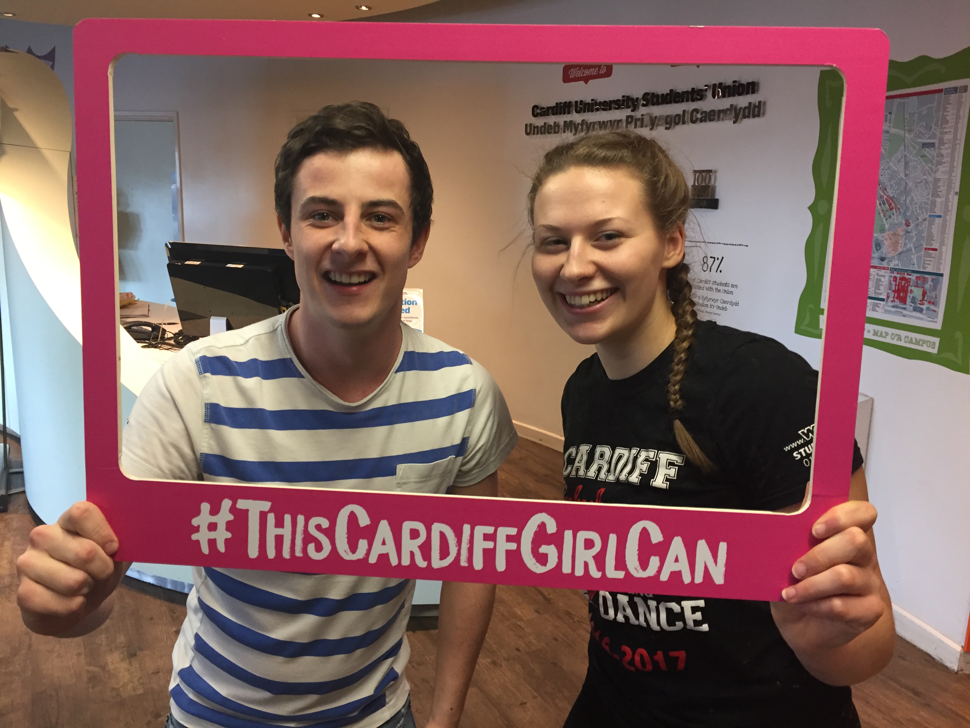Elin Harding (right) with a supporter at #ThiscardiffGirlCan campaign