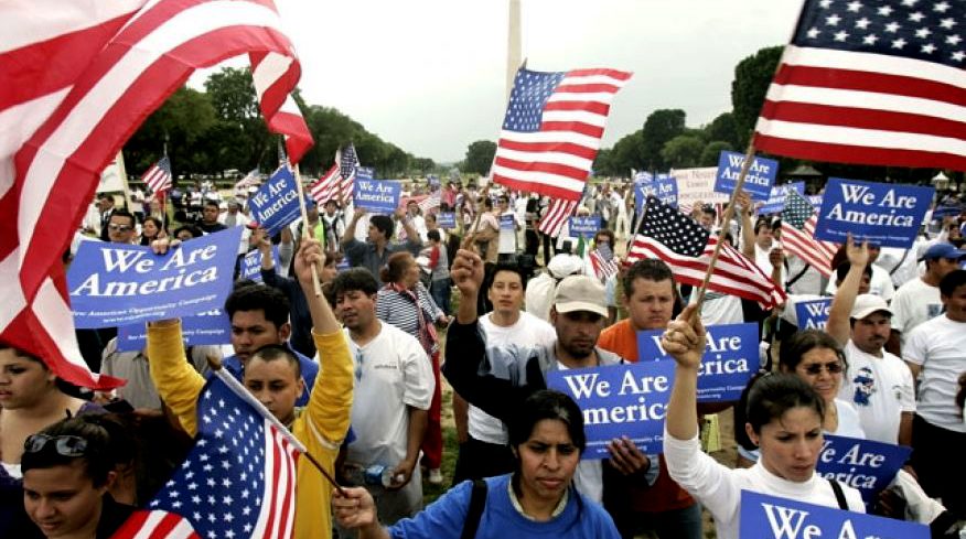 Immigrants protest in the US recently.
