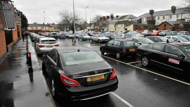 Busy supermarket car park