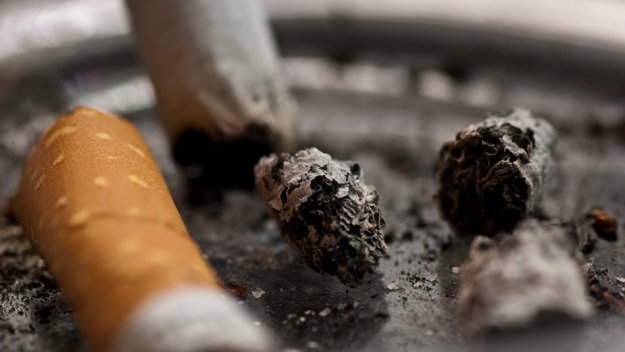 Cigarette butts in an ashtray