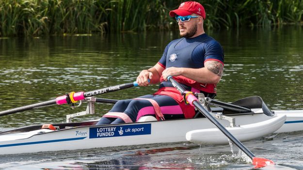 Ben Pritchard rowing in the Sudbury Regatta in the Summer of 2018