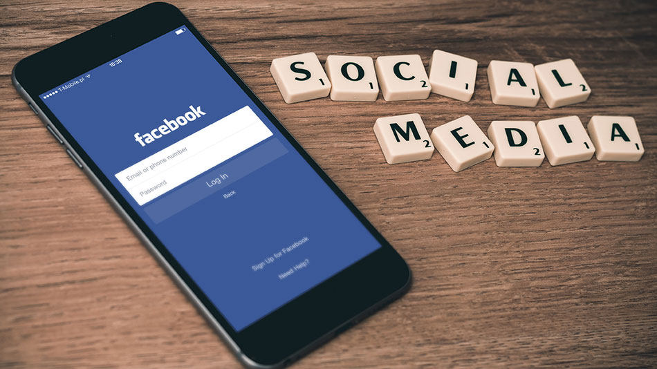 Facebook app on phone, social media