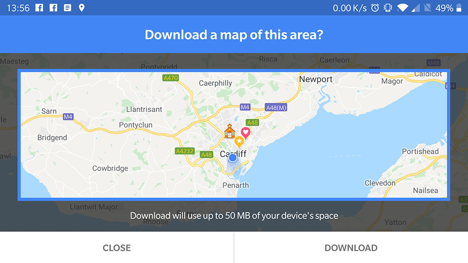 Download an offline map and never get lost even in a dead zone