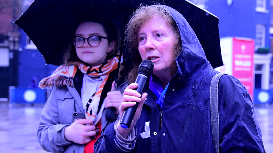 Julie Morgan(AM - Cardiff North) congratulated all the women on showing solidarity on a rainy day.