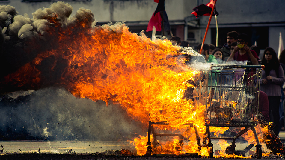 Burning trolley