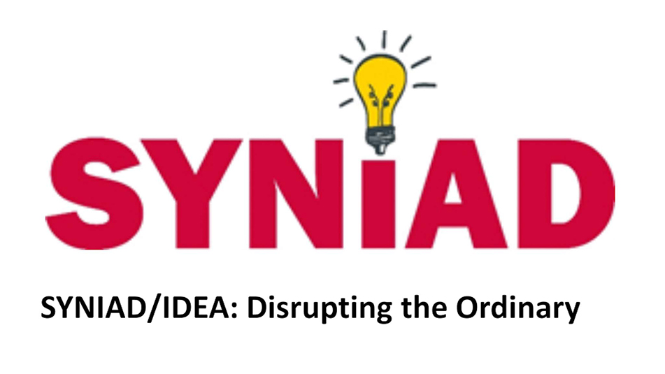 word with lightbulb, syniad project logo