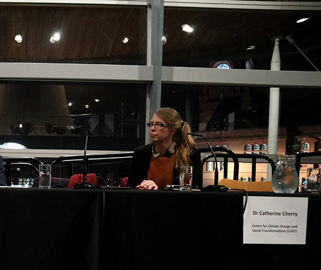 Dr Catherine Cherry a panelist at the Tackling the Climate Emergency in Cardiff