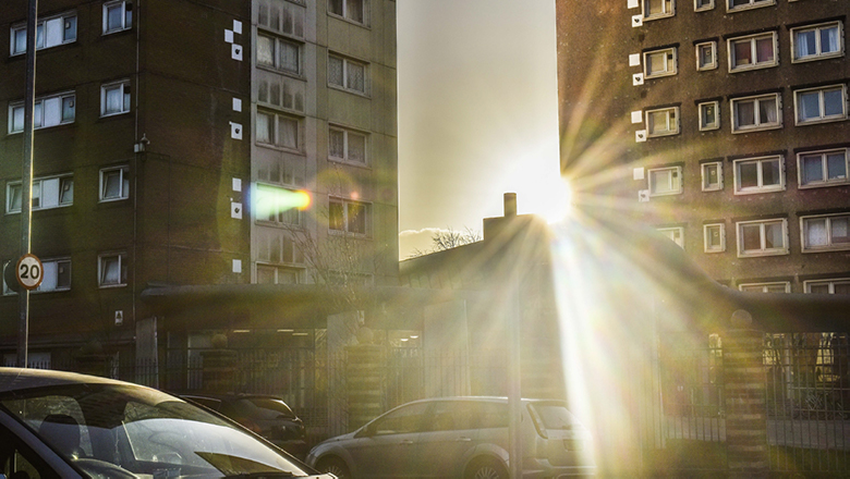 buildings and sunlight in a photograph