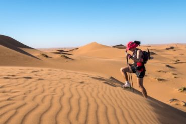 Allie Bailey trekking the Namibia Desert for Rat Race and women's empowerment.