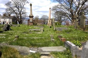 An image of broken graves in St Augustine's chuchyard