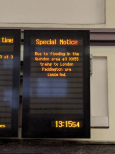 Delays on a noticeboard at Cardiff Central