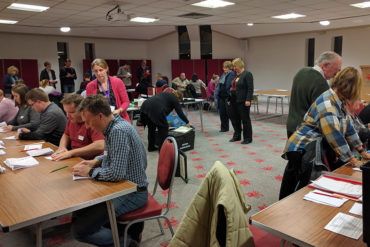The voting process at county hall during the Grangetown by election.