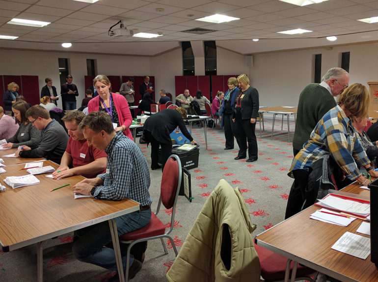 The voting process at county hall during the Grangetown by election.