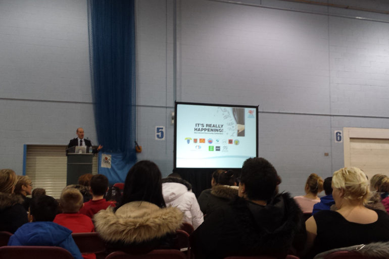Head Teacher Martin Hulland announces the new school name