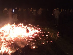 residents enjoying the bonfire at the Llanishen and Lisvane firework display