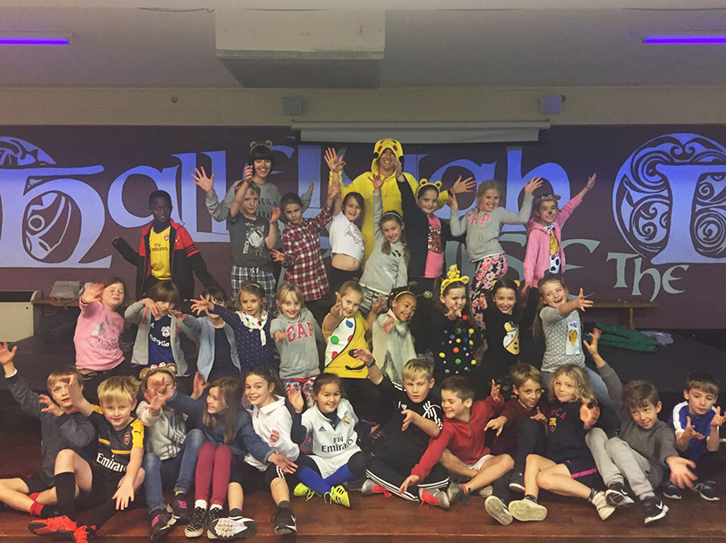 Headmistress Annette James and Year 4 class at their 'bounce for Pudsey' session